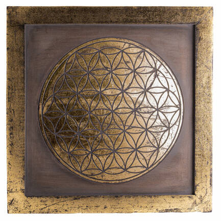 Obraz energetyczny Kwiat Życia wykonany z płyty MDF ze złotą dekoracją - EN-244